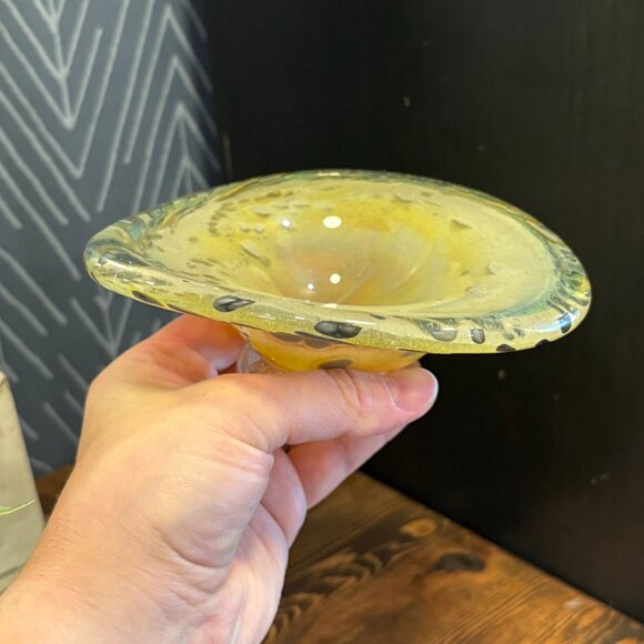 Hand-Blown Glass Trinket Dish or Jewelry Holder, Decorative Hand Blown Art Piece - Picture 3 of 11